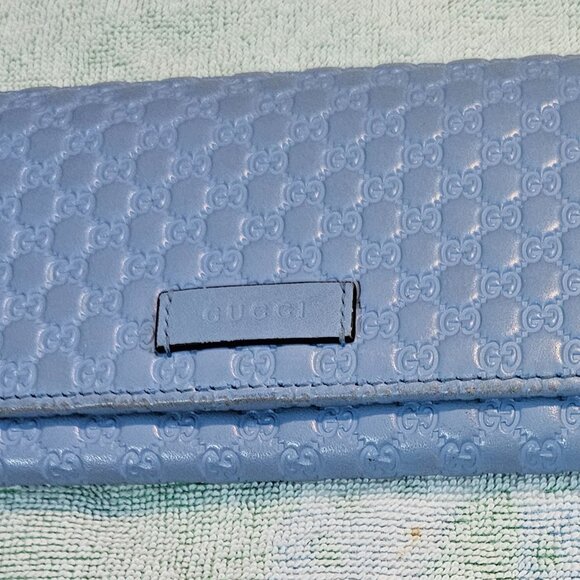 Gucci Wallet GG Microguccissima Continental Blue Buttery Soft Leather Wallet EUC - Picture 16 of 17
